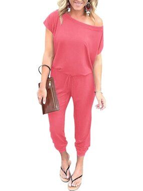 Women's Light Pink Summer Dressy Outfits Off The Shoulder Imported Romper